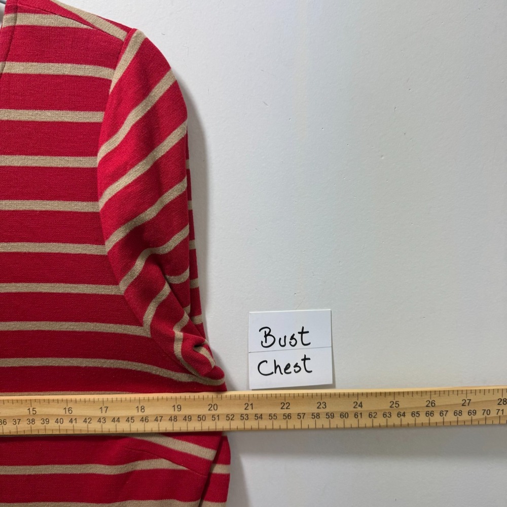Banana Republic Nautical Beachy Preppy Stretchy Belted Striped Midi Dress XL Red - Picture 9 of 9